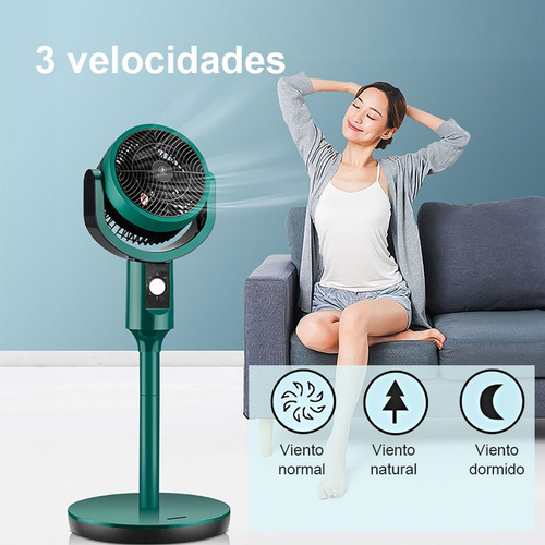 Ventilador De Pedestal Pie Cm-top 3 Velocidades Circulador Oscilación Horizontal Vertical Altura Ajustable Verde