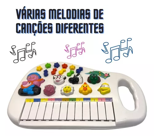 Piano teclado musical animal fazendinha azul rosa braskit