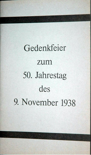 Gedenkfeier Zum 50. Jahrestag Des 9. November 1938