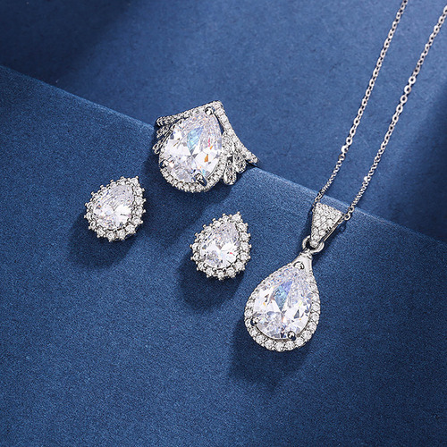 Juego De Collares Y Pendientes De Cristal Con Forma De Gota