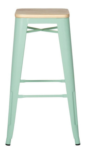 Pack 4 Taburete Piso Metal Tolix Asiento Madera Lf5-03w Gw