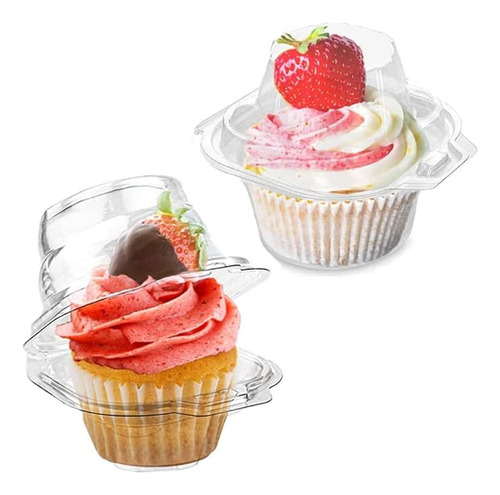 50 Cajas Plastico Individuales Para Cupcakes Portador Cupcak