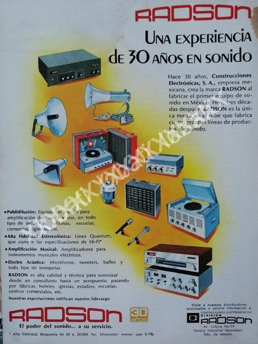 Cartel Retro Equipos De Audio Radson 1979 /172