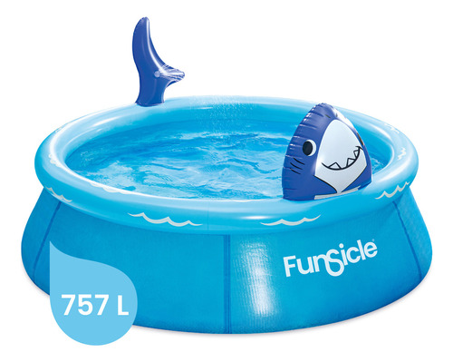 Pileta Inflable Redonda Funsicle Tiburon 757lts Circular Color Azul