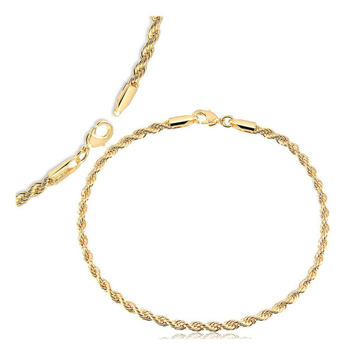 Pulseira Masculina Elo Baiano Banhada A Ouro 18k 3mm 21cm