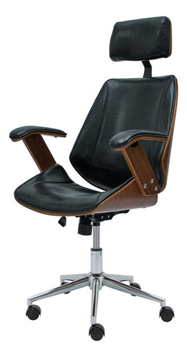Cadeira de escritório Waw Design Lisboa Preta com estofado de couro sintético