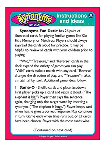 Juegos De Mesa Sinónimos Fun Cubierta Tarjetas