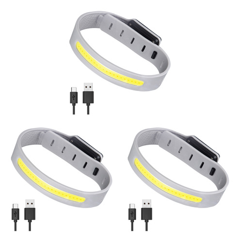 Brazalete Led Cob, 3 Unidades, Luz Recargable Por Usb