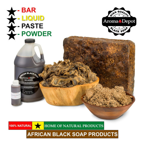 Sabonete Preto Africano Cru Aroma Depot 8 Onças 100% Cru Nat