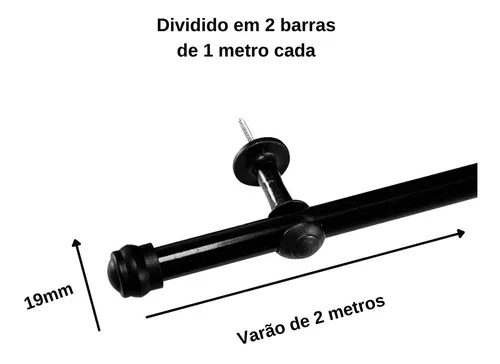 Varão De Cortina Simples 2 Metros 19MM - Branco - Enxovais Ibitinga