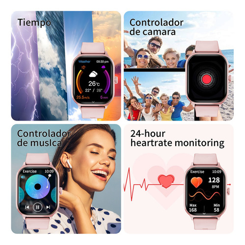 Aiyinsmart KR‑X8 Smart 201 Rosa – Smartwatch Deportivo IP68 para Mujeres y Hombres