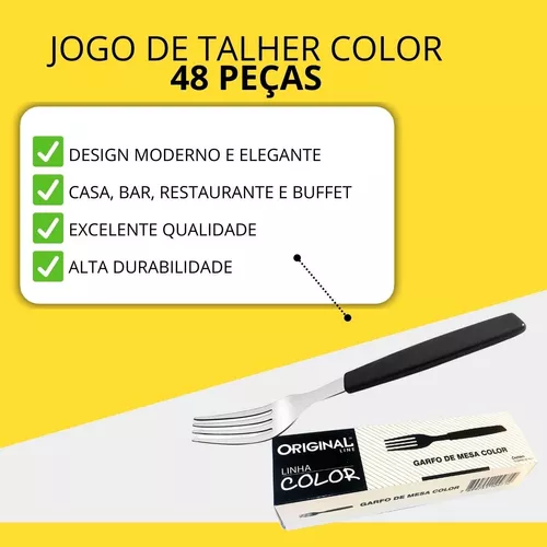 Jogo de Garfo, Faca e colher em Inox 48 Pçs Bar Restaurante