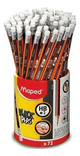 Lata de lápis Black-PEPS triangular mapeada #2 Hb C/72 peças