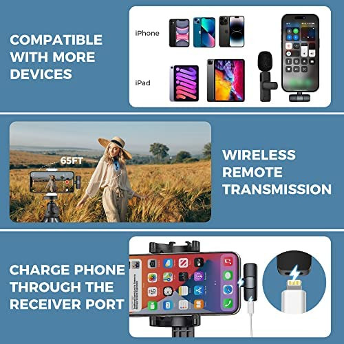 Gimpro Wireless Lavalier Microphone Para iPhone, Micrófono C