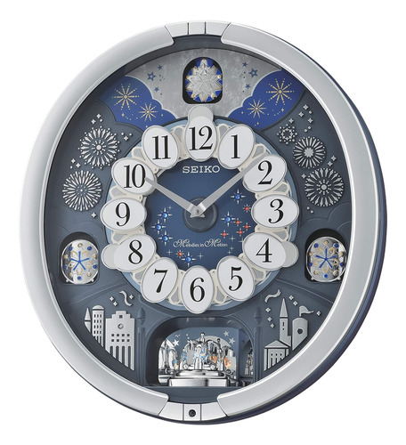 Seiko Melodies In Motion Wall Clock Glittering Starry Night
