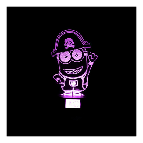 Lampara Usb Minion Pirata Base Reloj