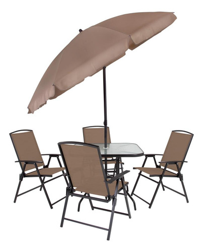 Conjunto Jardim Acapulco Com Mesa Guarda-sol E Cadeiras Mor