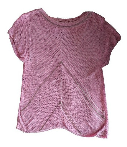 Remera Rosa Top  Mujer Blusa Hilo  Canutillos Plata T.l