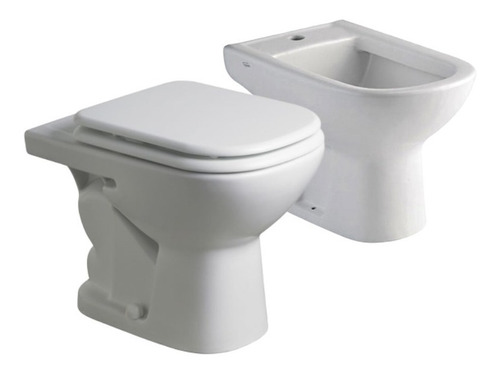 Combo Bari Inodoro Corto Bidet 1 Agujero Asiento Loza - Frrm