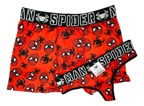 Duo Conjunto Para Pareja. Tanga Y Boxer Spider-man