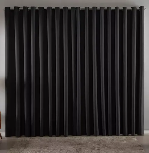 Cortina Blackout Em Tecido 2,80x2,30 Corta Luz Cor Preta