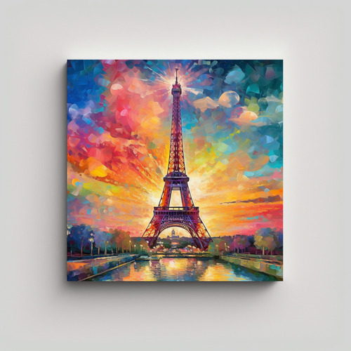 40x40cm Cuadro Abstracto Paris Colores Pasteles Vida Moderna