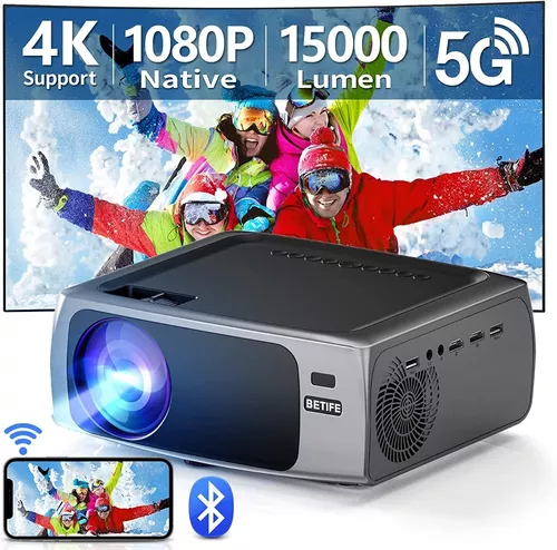 Proyector nativo 1080P con WiFi y Bluetooth bidireccional, proyector de  películas Full HD para películas al aire libre, proyector de pantalla de  300