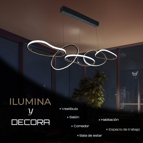 Lampara Colgante, Aros Sujetados En Forma Horizontal.