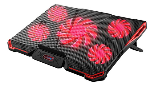 Base Enfriadora Gamer Luz Led Usb Ps4 Ps5 Lap 5 Ventiladores Color Negro Color del LED Rojo