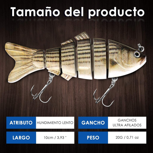 Imagen 6 de 8 de Kit Señuelos De Pesca 3 Piezas Para Agua Dulce Y Salada 10cm