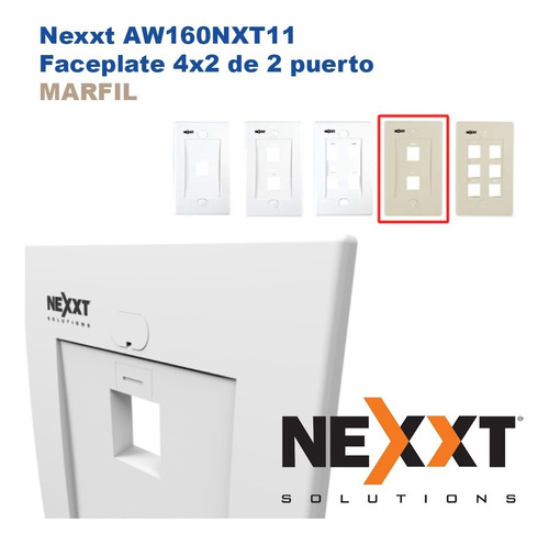 Nexxt Aw160nxt11 Faceplate 4x2, 2 Puertos Marfil