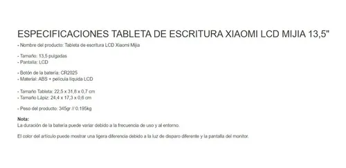 Xiaomi Mijia Writing Tablet Escritura 13,5 Dibujo Electroni