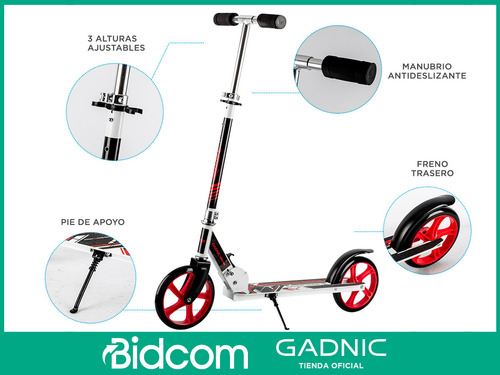 Imagen 5 de 10 de Monopatin Plegable Gadnic Aluminio Pro Resistente Ruedas Pu