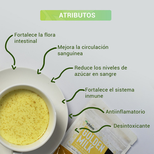Ebien Golden Milk Leche Dorada Vegana Cúrcuma 100g