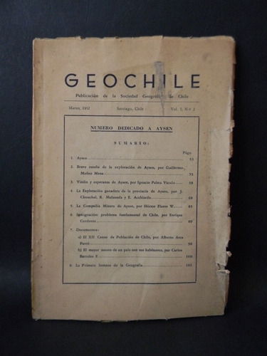 Revista Geochile Número Dedicado A Aysen 1952 Fotos Historia