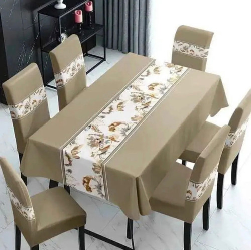 Set De Mantel Para Comedor Con 6 Fundas Para Silla