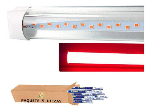 5 Piezas Tubo Luz Led Barra Color Rojo 20w De 120cm Megaluz