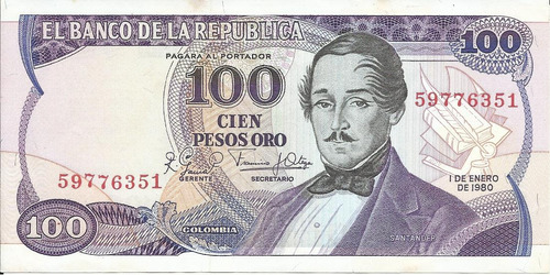 Colombia   100 Pesos Oro 1 Enero 1980