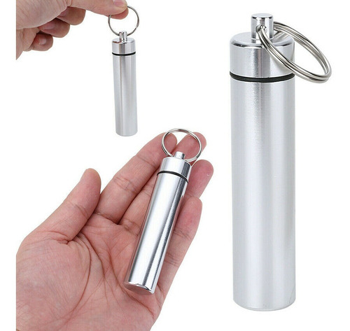 Imagen 8 de 9 de Llavero Pastillero Compactos Aluminio Hermetico Impermeable
