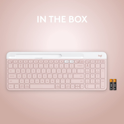 Teclado Logitech K585 Slim Wireless Rose Para Vários Disposi
