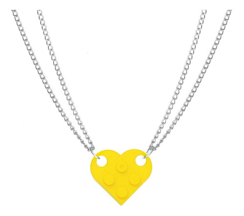 Collar Encastre De Amor Corazón Novios Amigos Amarillo