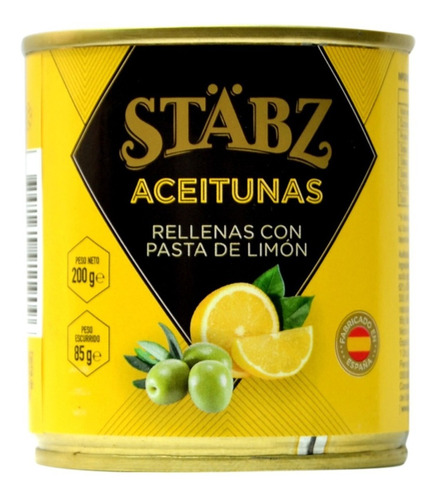 Aceitunas Rellenas C/ Pasta De Limon X200g Stabz