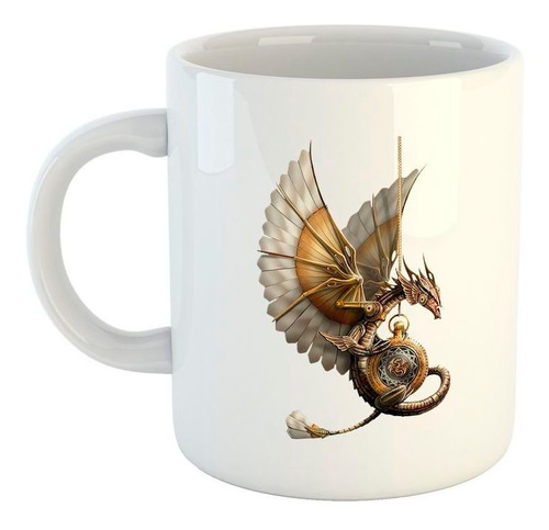 Taza De Ceramica Steampuk Art Dragon Metal