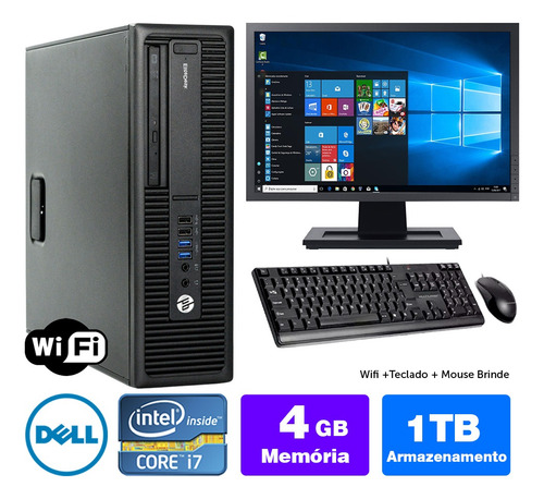 Imagem 1 de 5 de Computador Completo Hp Compaq I7 4g 4gb 1tb Mon17w Brinde