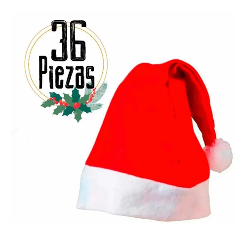 36 Gorros Navideños Santa Claus Rojo Posadas Navidad Economi