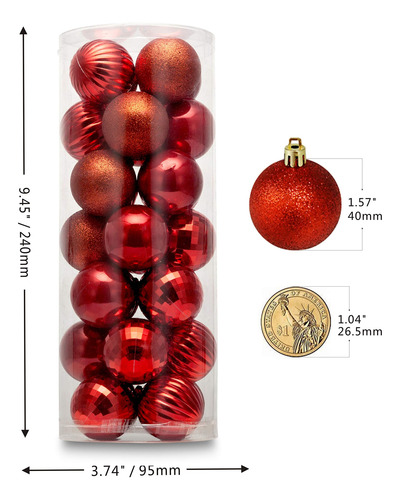Bolas De Navidad Irrompibles 28 Piezas 4 Acabados Clásicos