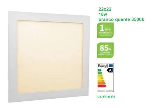 Kit 5 Painel Plafon 18w Embutir Gesso 22x22 Branco Quente Cor Branco/Quente (3000k) 110V/220V