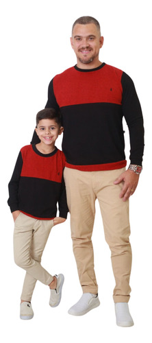 Suéter Pai & Filho Preto/vermelho