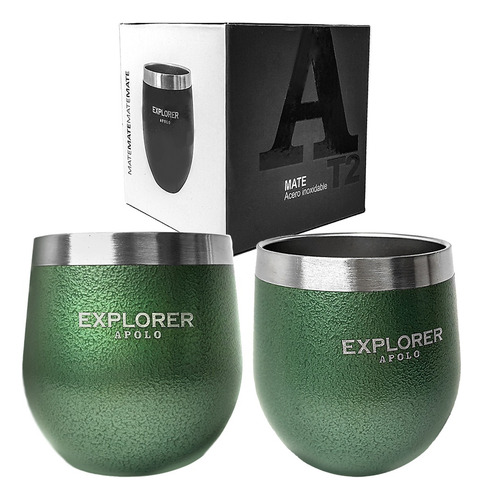 Imagen 2 de 10 de Termo Acero Inoxidable Explorer 750 + Mate 193 Ml + Bombilla