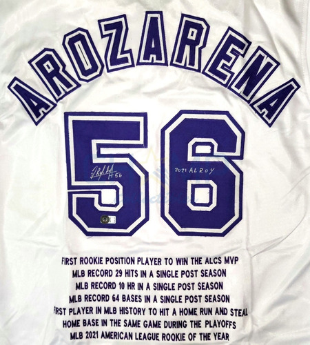 Jersey Firmado Randy Arozarena Tampa Bay Rays Autografo Mlb